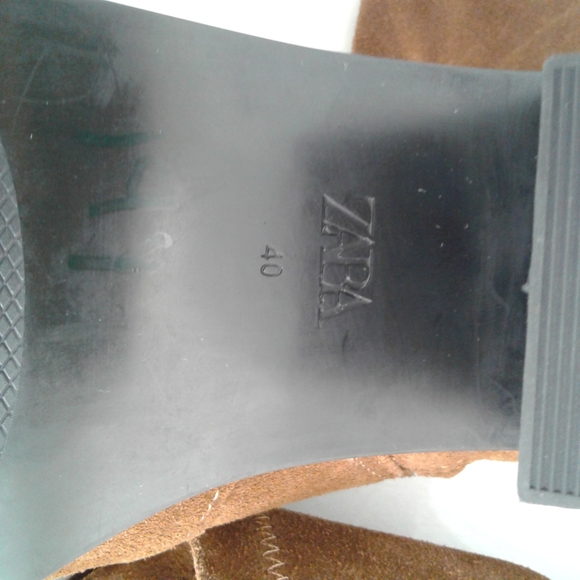 Zara Heeled Suede Leather Ankle Boots Brown Block Heel Size 40 NWT - Picture 13 of 16